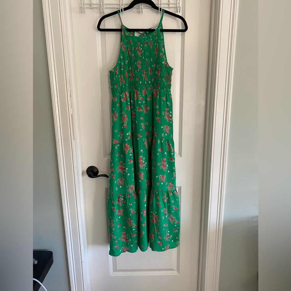 THML Green Floral Smocked Maxi Tiered Sundress - Picture 3 of 12